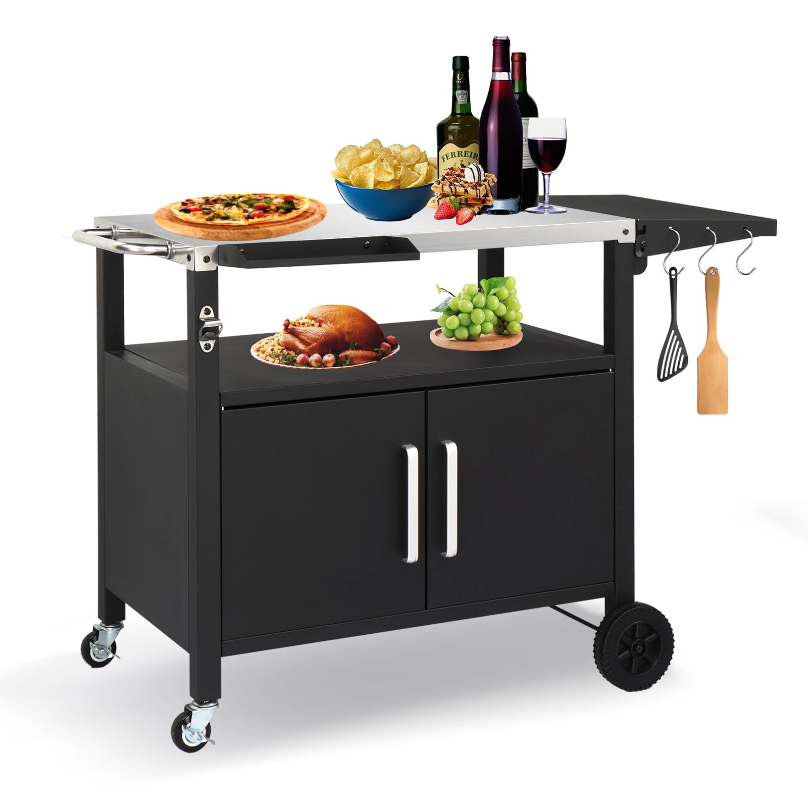 Amazon.com: ROVSUN Gourmet Grill Cart with Storage, Movable Grill